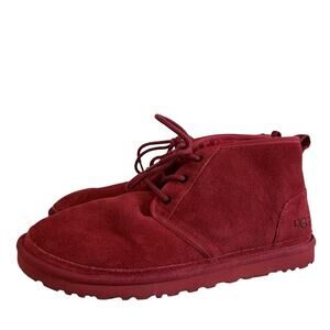 UGG Mens Suede Lace Up Chukka Boots Size 12 Neumel Red Sherling Lined
